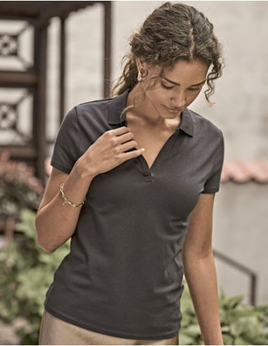 TEE-1409-Womens Luxury Stretch V-Neck Polo